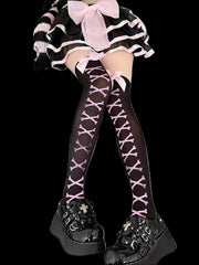 'Bone Party' Bow-tie Pink Bone Leg Tights