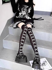 'Bone Party' Bow-tie Pink Bone Leg Tights