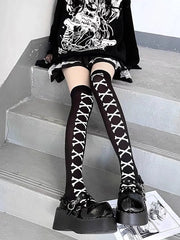 'Bone Party' Bow-tie Pink Bone Leg Tights