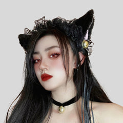 Brenda Cat Ears Alt Lace Tassels Headband