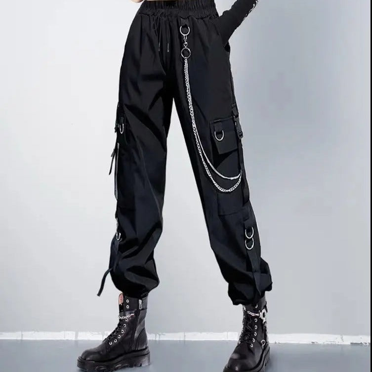 'Bullets' Dark High Waisted Cargo Pants