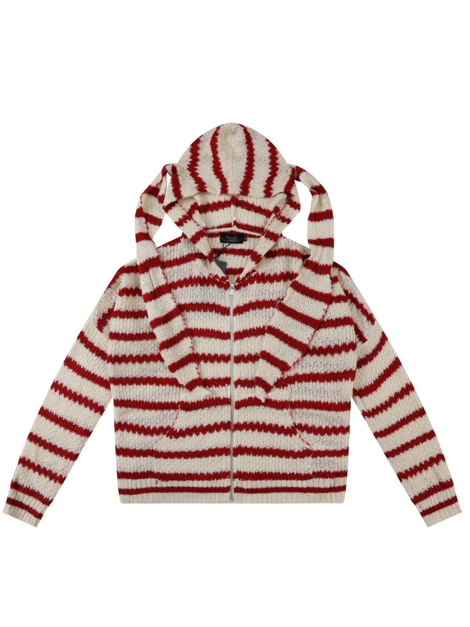 'Bunny Ear' Retro Striped Hooded Knitted Sweater