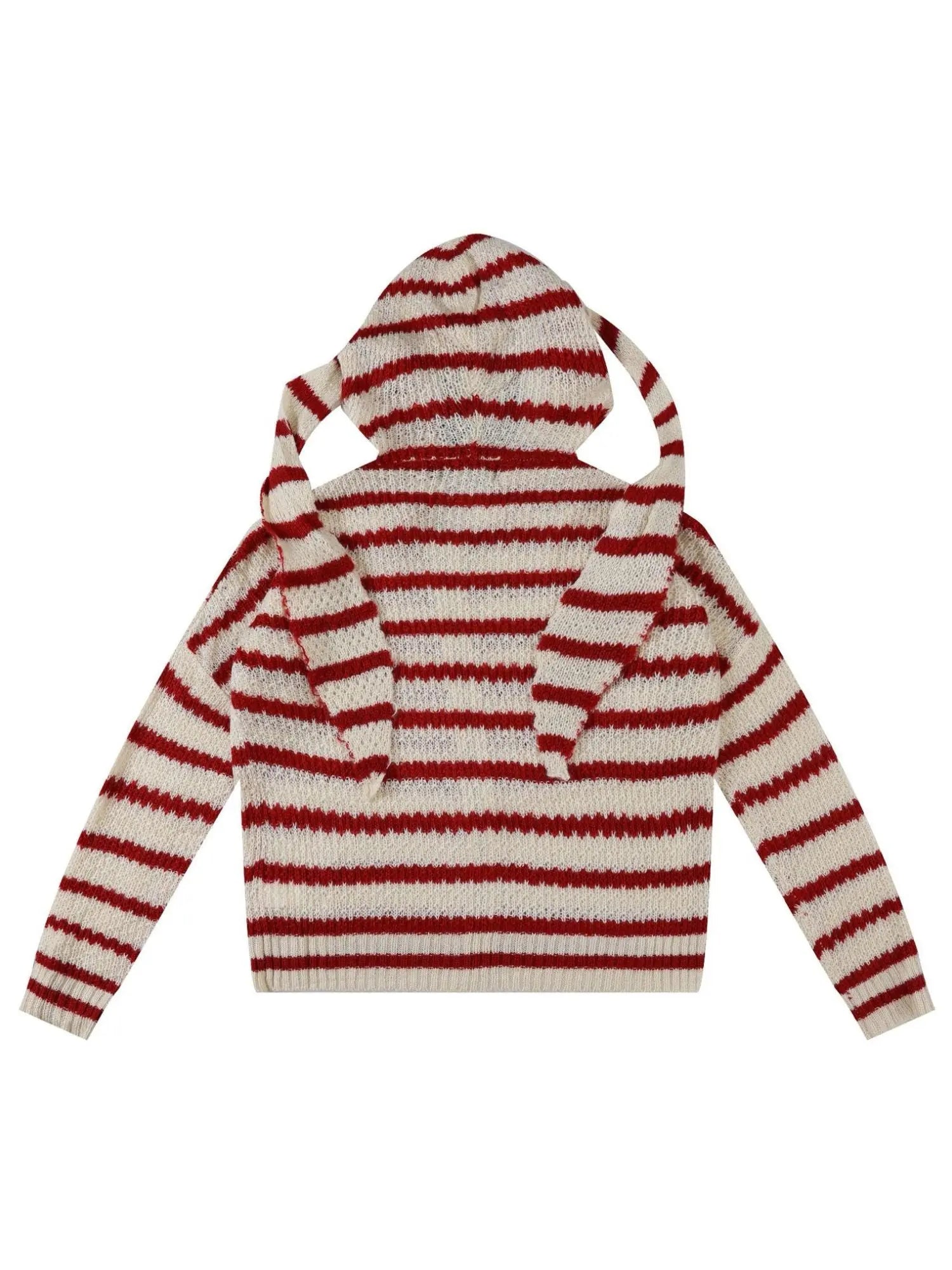 'Bunny Ear' Retro Striped Hooded Knitted Sweater