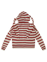 'Bunny Ear' Retro Striped Hooded Knitted Sweater