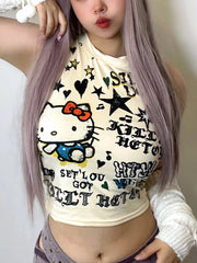 'Butter' Y2k Kawaii Kitten Graffiti Tank Top