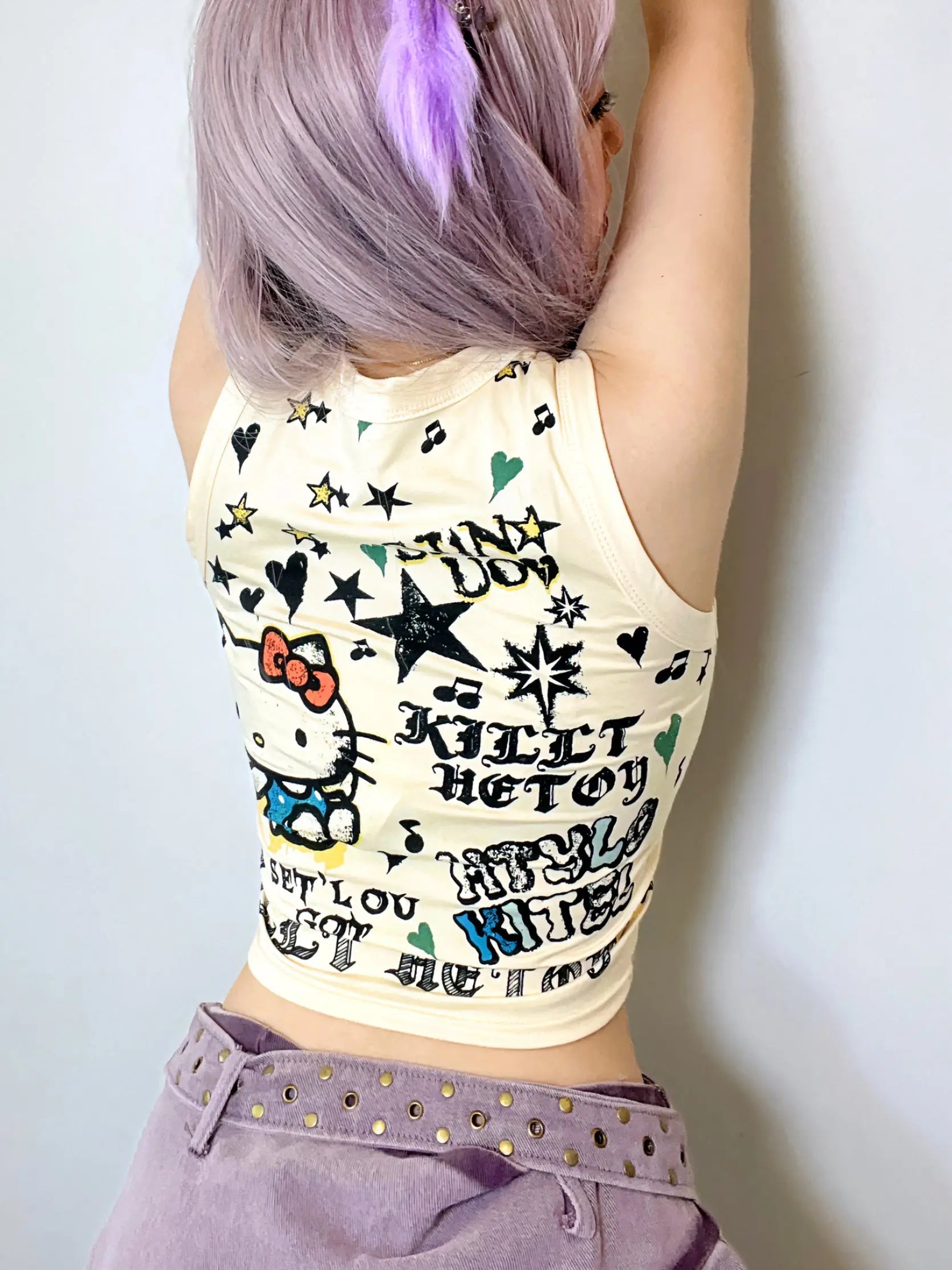 'Butter' Y2k Kawaii Kitten Graffiti Tank Top