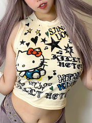 'Butter' Y2k Kawaii Kitten Graffiti Tank Top