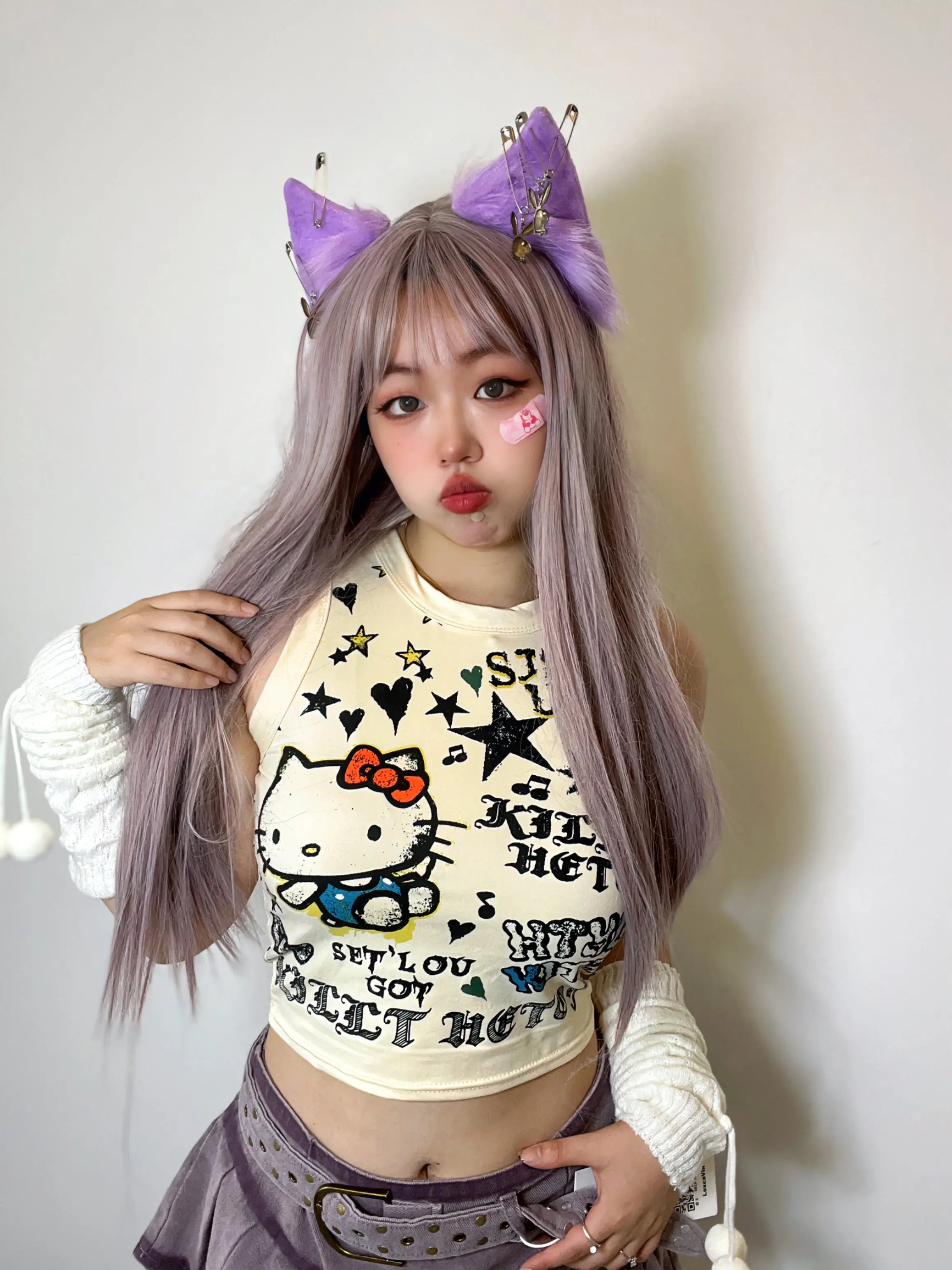 'Butter' Y2k Kawaii Kitten Graffiti Tank Top