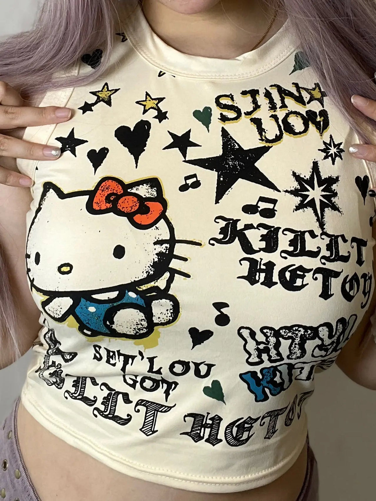 'Butter' Y2k Kawaii Kitten Graffiti Tank Top