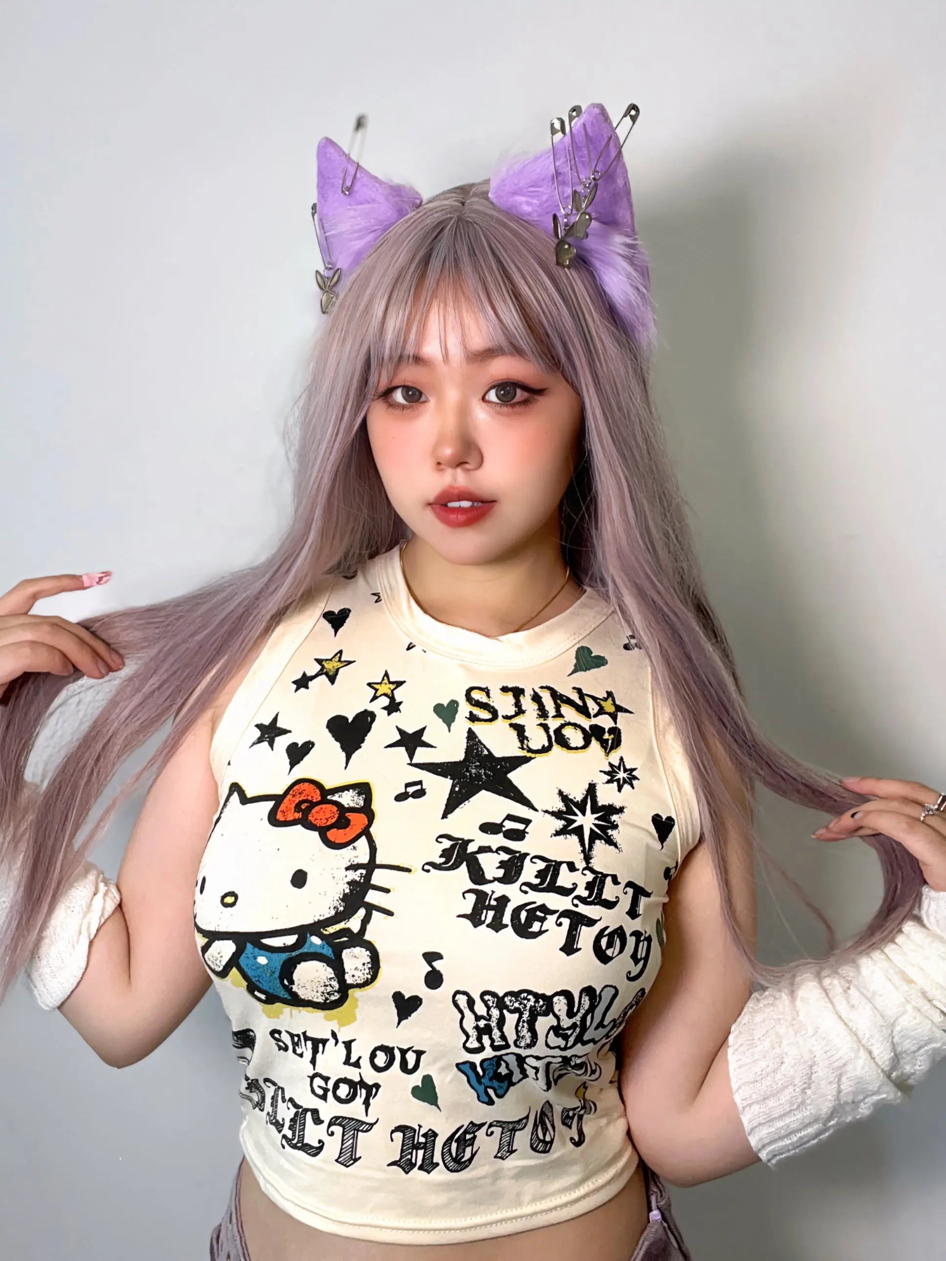 'Butter' Y2k Kawaii Kitten Graffiti Tank Top