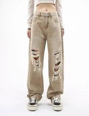 'Cactus' Grunge Oversized Distressed Ripped Denim Pants