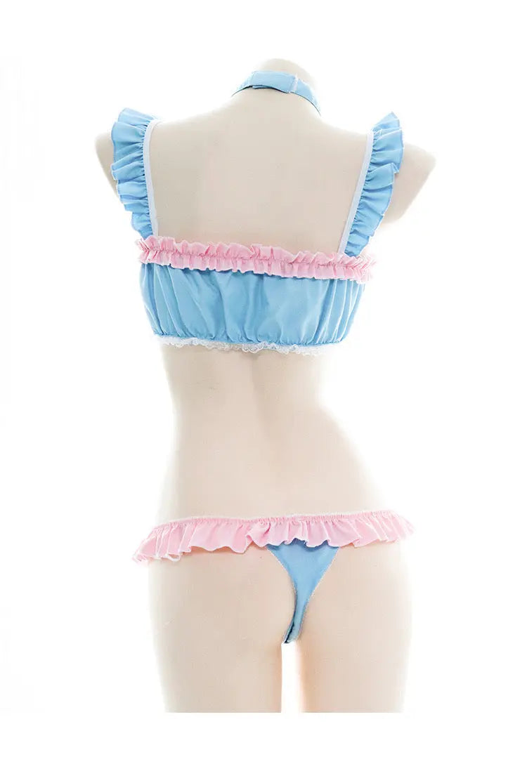 'Care Bears' Ruffle Pink & Blue Bikini Set