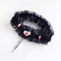 'Caregiver' Ruffled Pills & Needles Choker