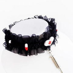 'Caregiver' Ruffled Pills & Needles Choker