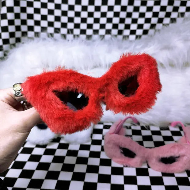 'Cat Eye Lady' Fluffy Frame Glasses