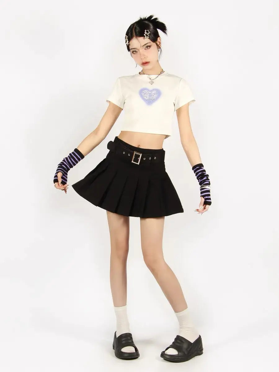 'Cave Girl' Grunge Printed Crop Gloves Shirts