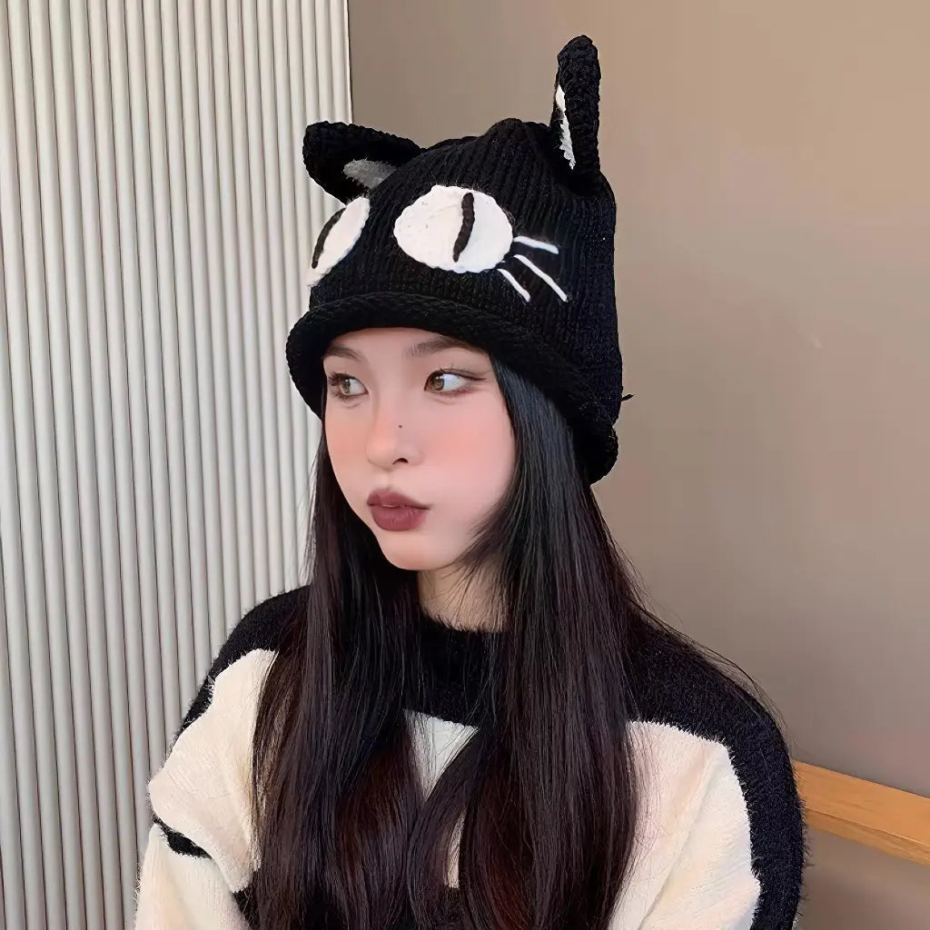 'Chinchilla' Emo Style Cat Ears Knitted Hat