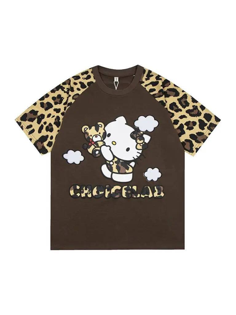 'Chocolate Factory' Streetstyle Cheetah Prints  Kitty Shirts