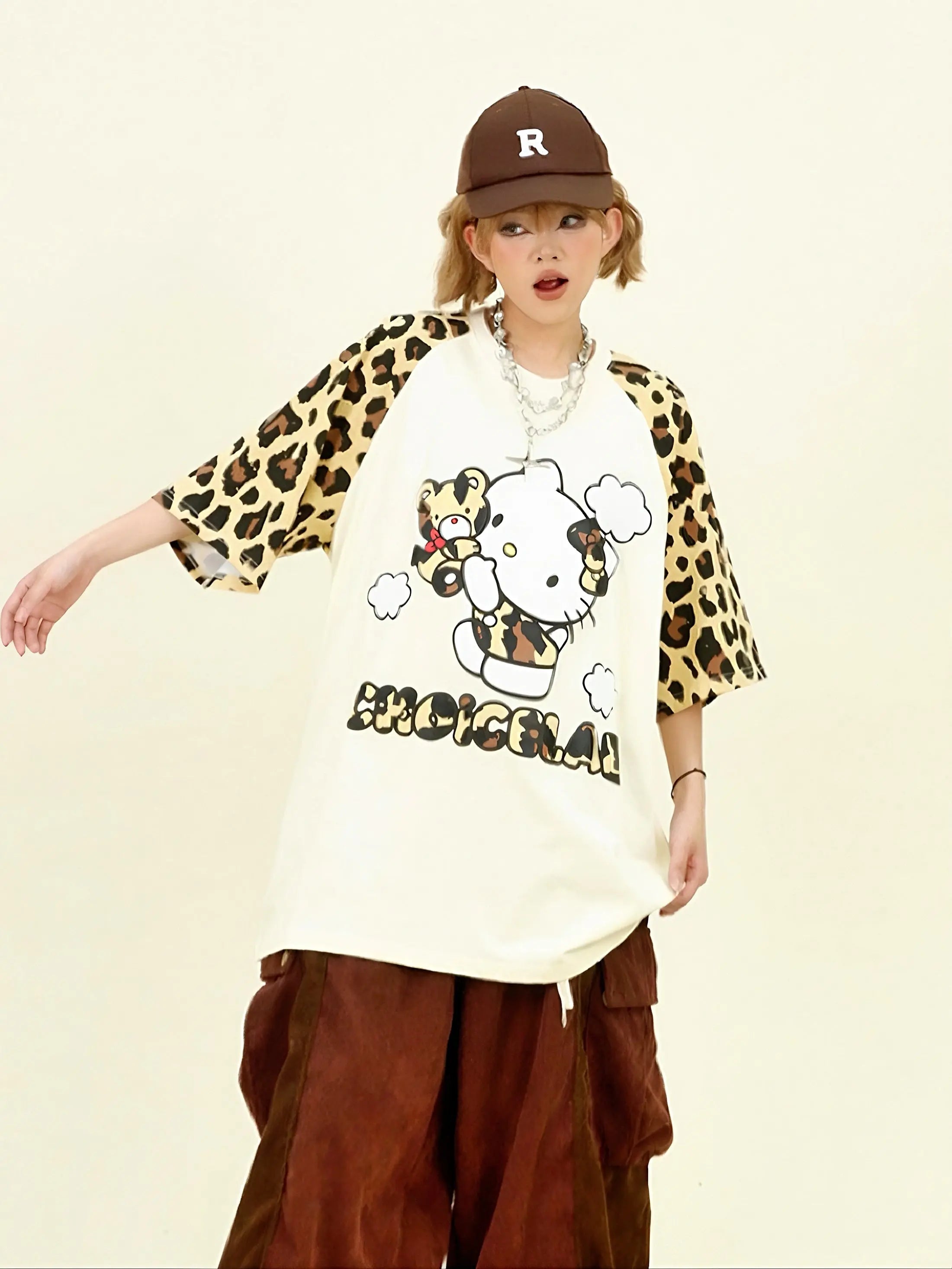 'Chocolate Factory' Streetstyle Cheetah Prints  Kitty Shirts