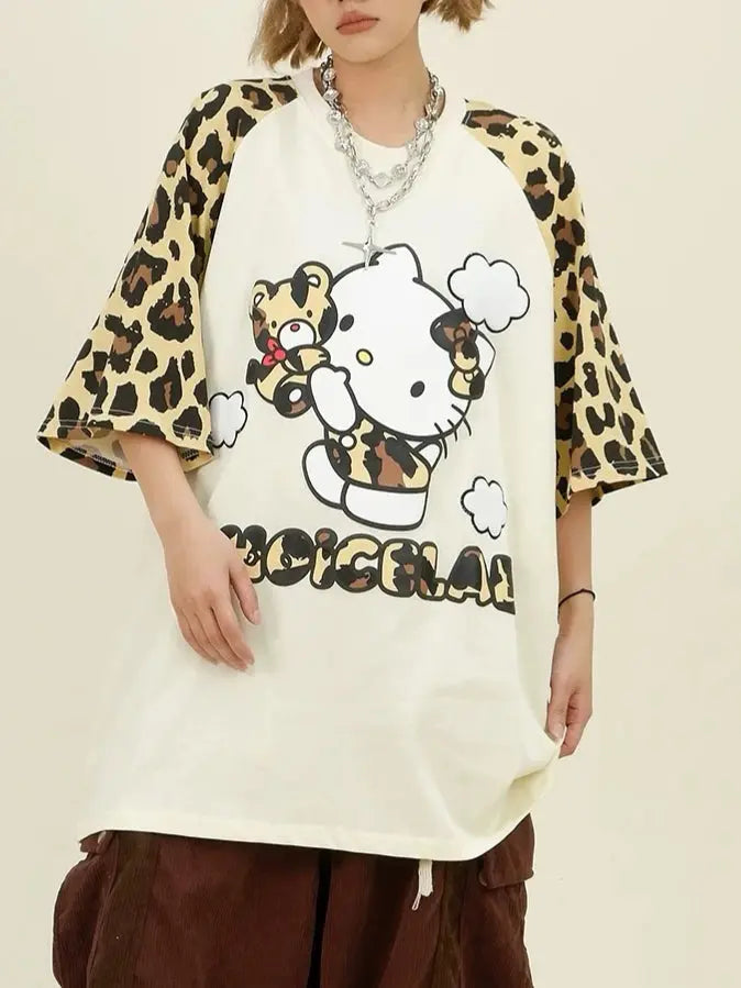 'Chocolate Factory' Streetstyle Cheetah Prints  Kitty Shirts