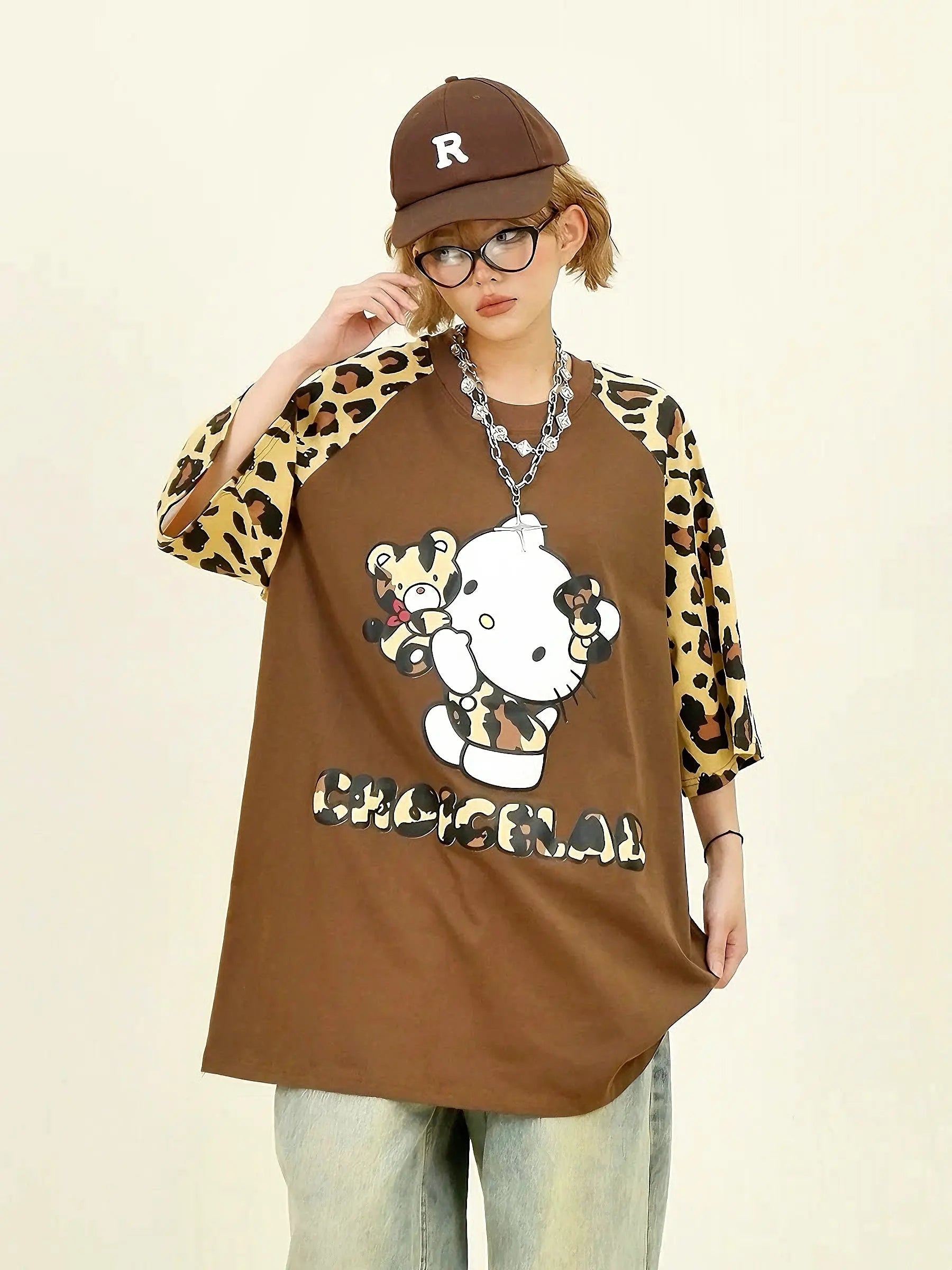 'Chocolate Factory' Streetstyle Cheetah Prints  Kitty Shirts