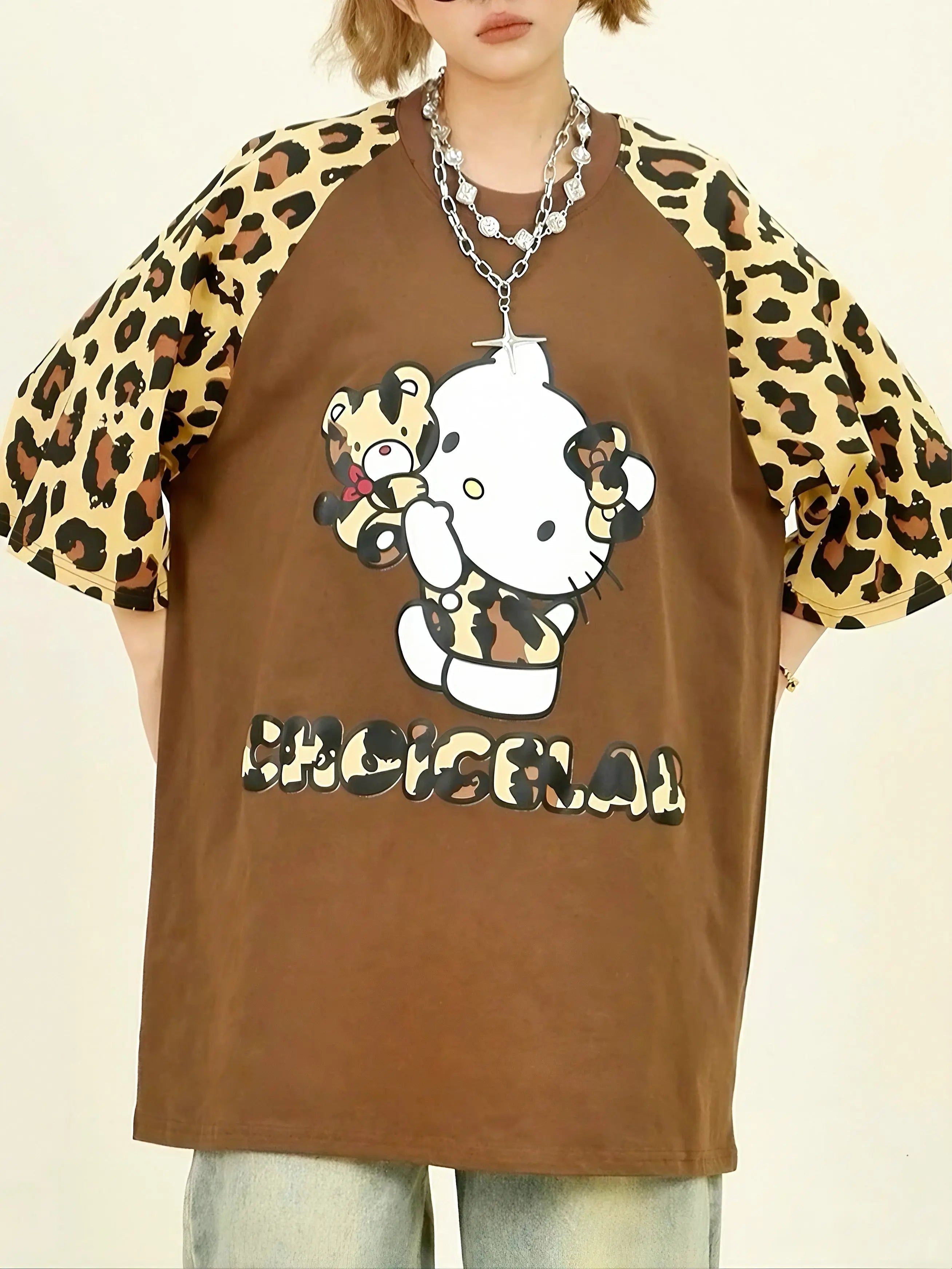 'Chocolate Factory' Streetstyle Cheetah Prints  Kitty Shirts