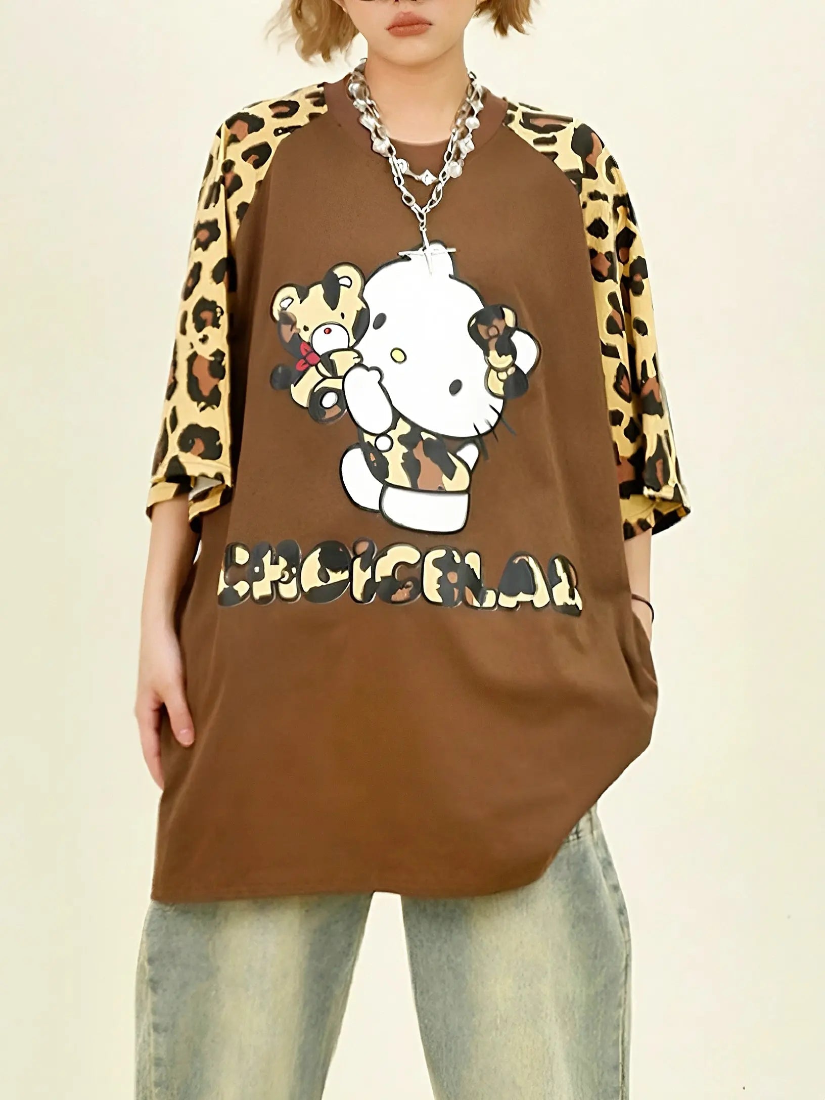 'Chocolate Factory' Streetstyle Cheetah Prints  Kitty Shirts