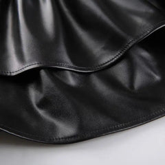 'Cocoa' Grunge Pu Leather Skirt