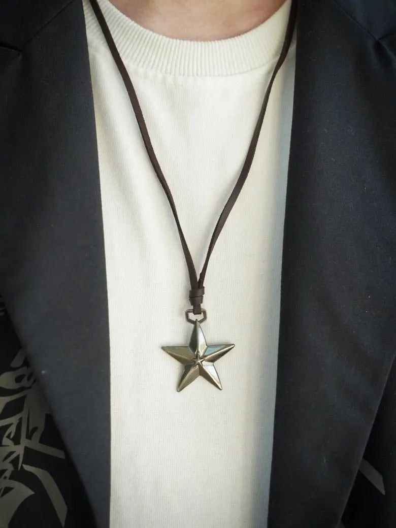 'Collision' Y2k Silver Star Rope  Necklace