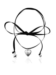 'Coquette Babe' Ribbon Pendants Lace Up Choker