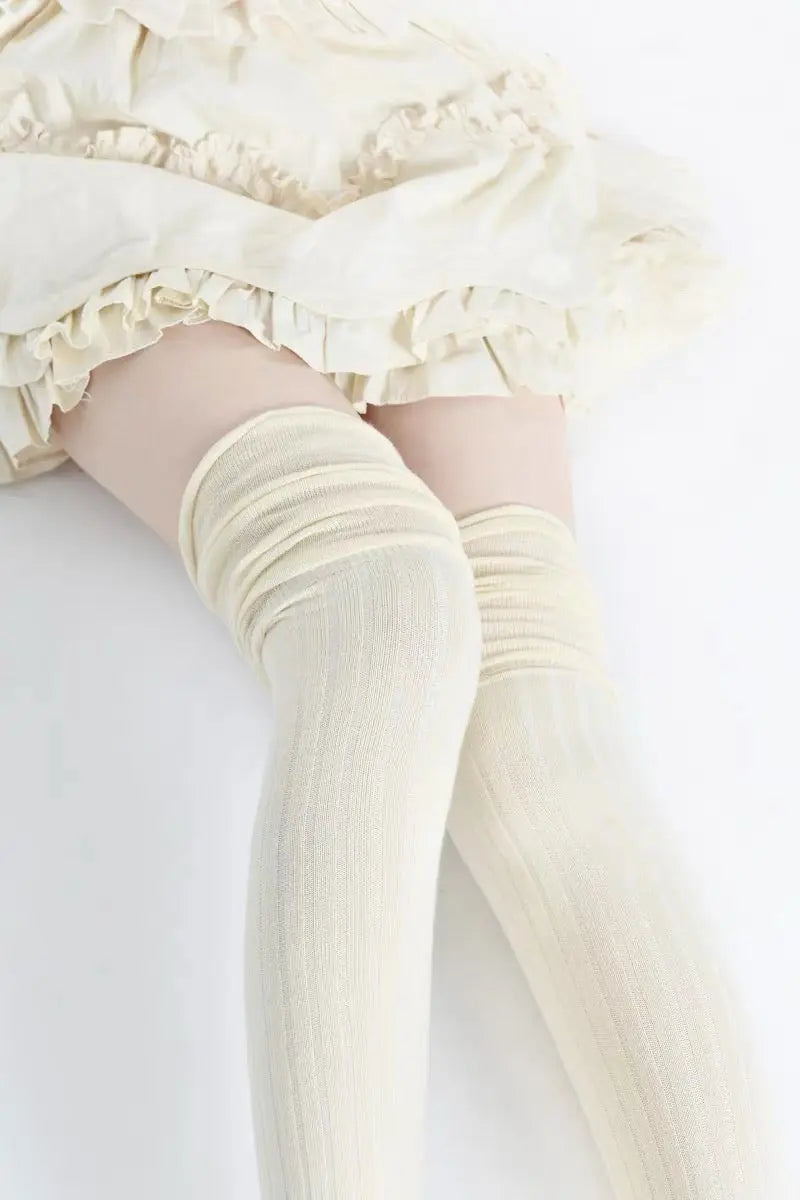 'Cream' Kawaii Cotton Loose Socks Tights