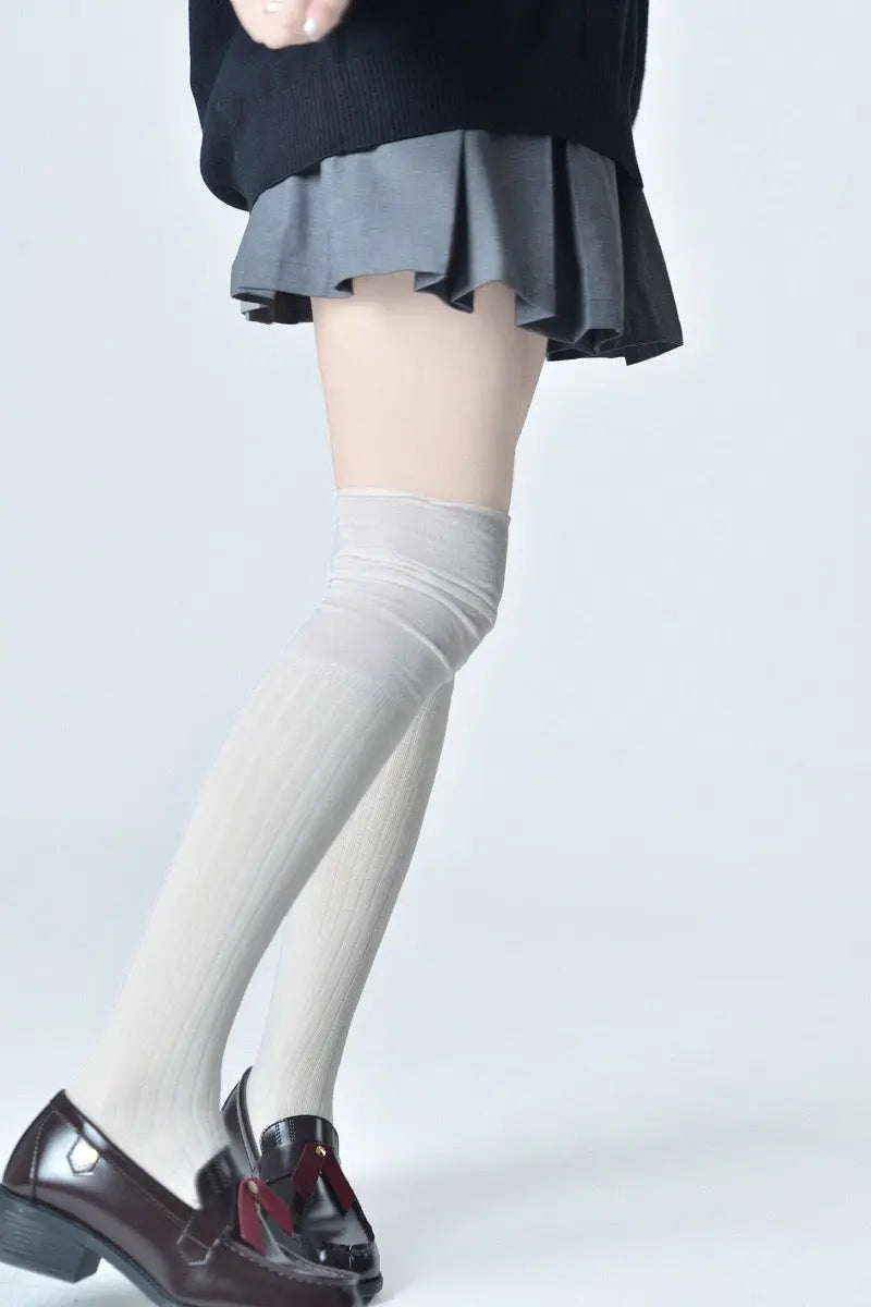 'Cream' Kawaii Cotton Loose Socks Tights