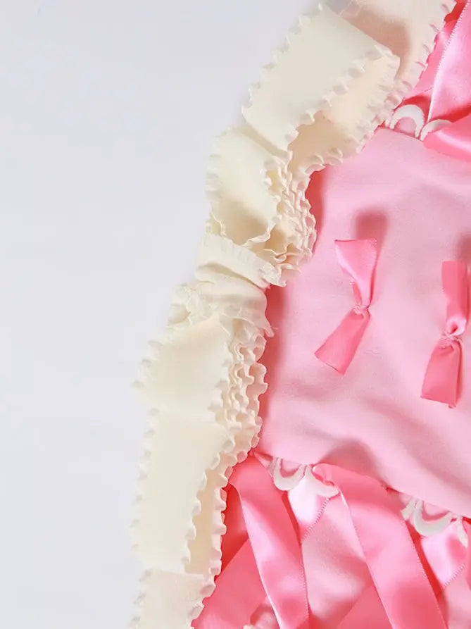 'Cream Pudding' Pink Lace-Up Bowtie Tube Top