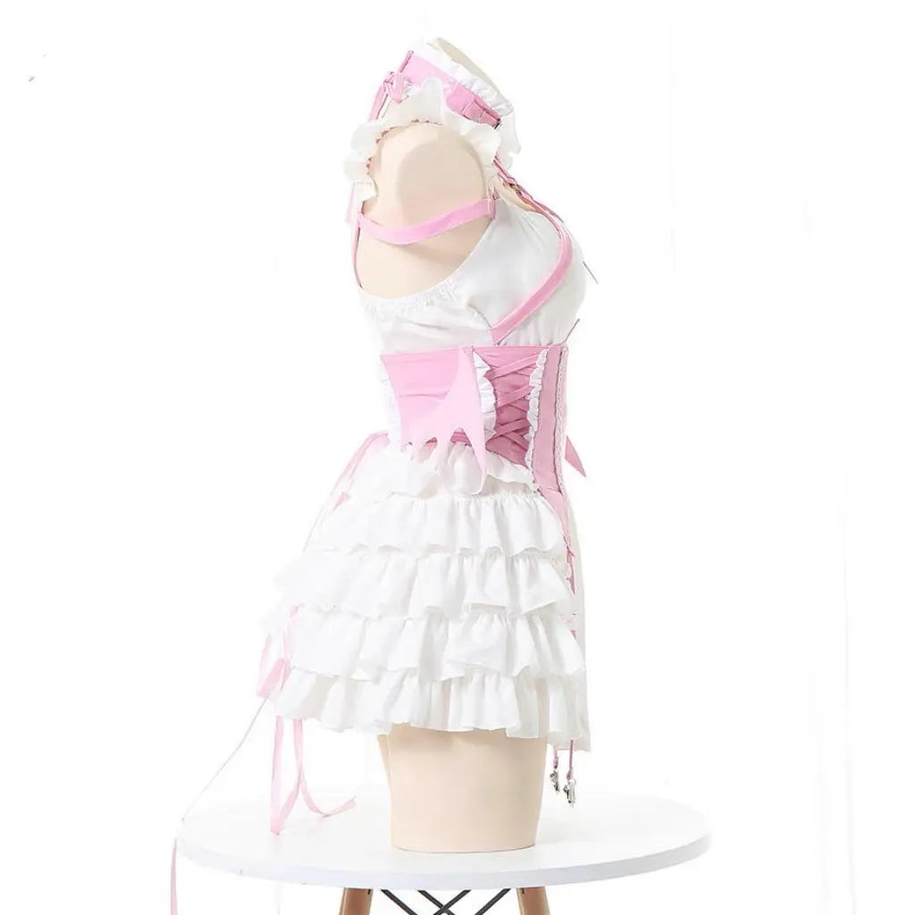 'Cream Soda' Ruffled Cross Strap Wings Corset Dress