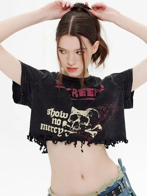 'Creepier' Dark Skull Ripped Graphic Shirts Tees