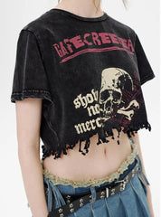 'Creepier' Dark Skull Ripped Graphic Shirts Tees