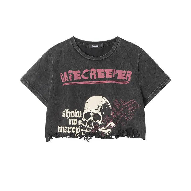 'Creepier' Dark Skull Ripped Graphic Shirts Tees