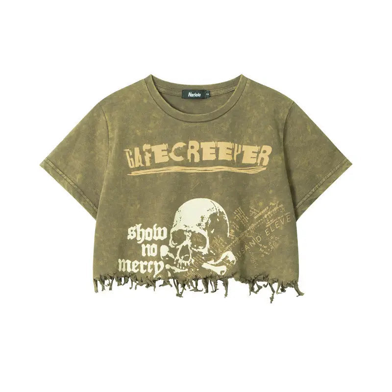 'Creepier' Dark Skull Ripped Graphic Shirts Tees