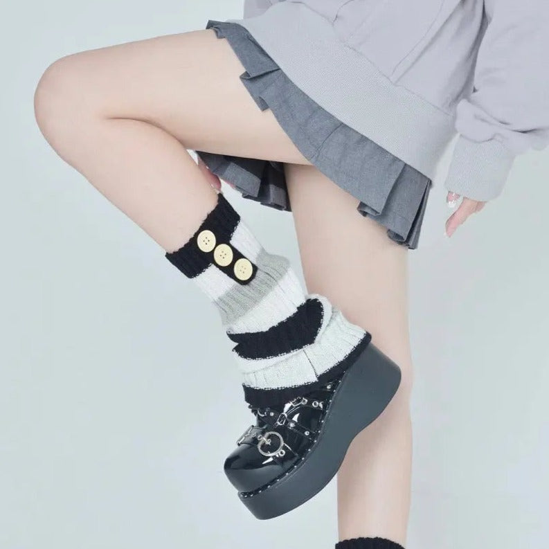 'Crepes' Kawaii Goth Striped Colorful Leg Warmers