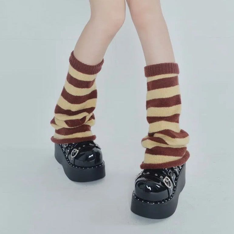 'Crepes' Kawaii Goth Striped Colorful Leg Warmers