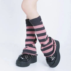 'Crepes' Kawaii Goth Striped Colorful Leg Warmers