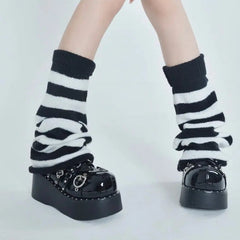 'Crepes' Kawaii Goth Striped Colorful Leg Warmers