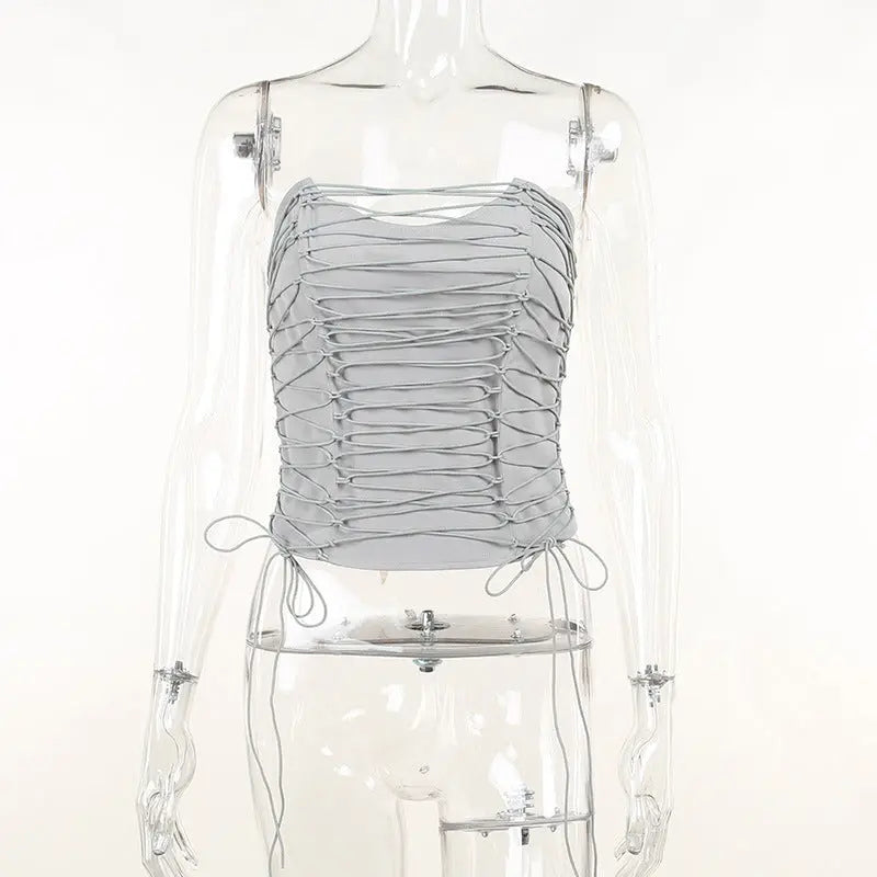 'Cretaceous' Future Grey Lace-Up Tube Top