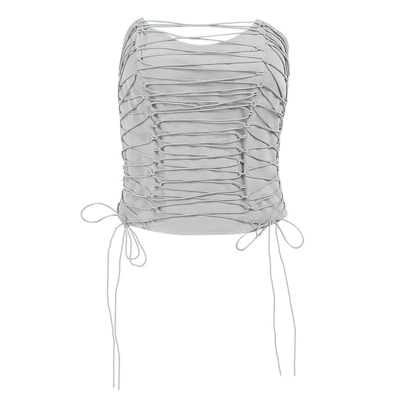 'Cretaceous' Future Grey Lace-Up Tube Top