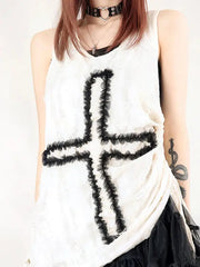 'Cross' Alt Drawstring Cross Tank Top