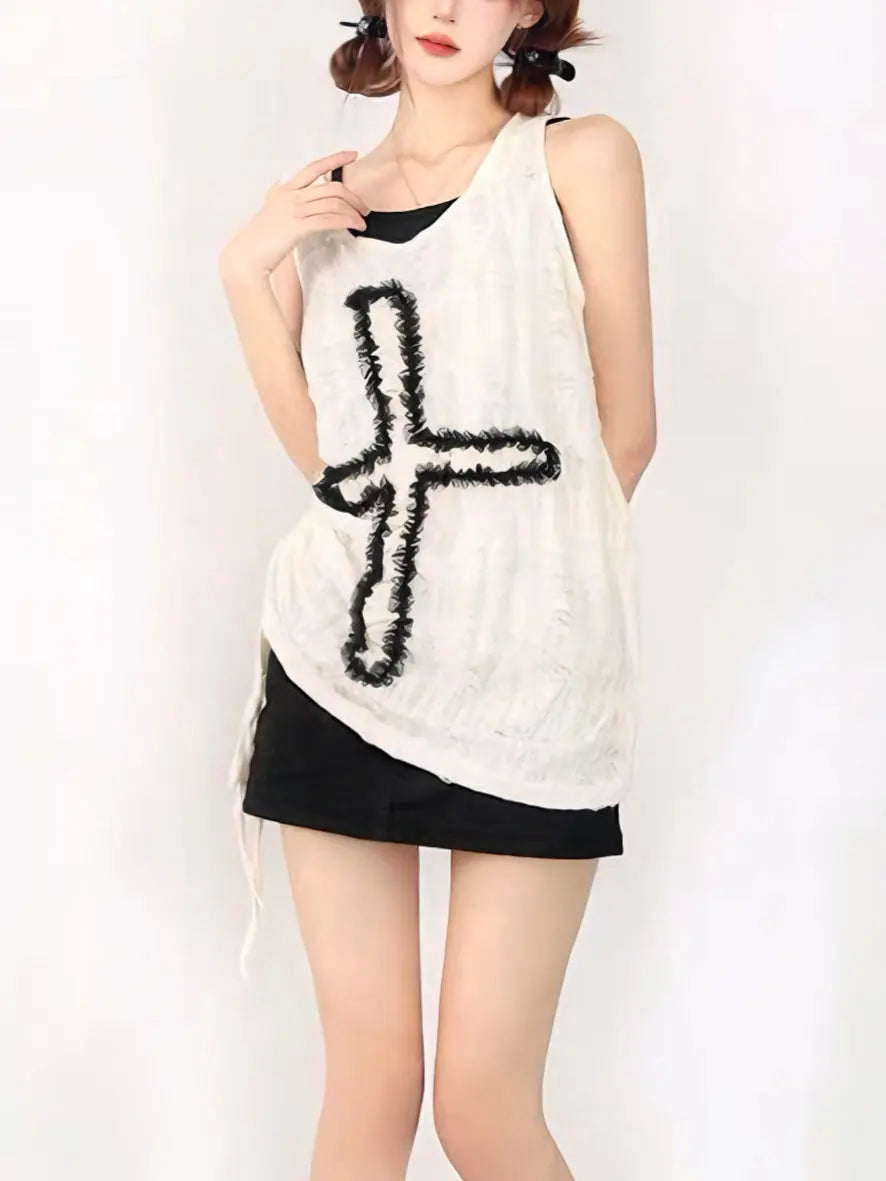 'Cross' Alt Drawstring Cross Tank Top