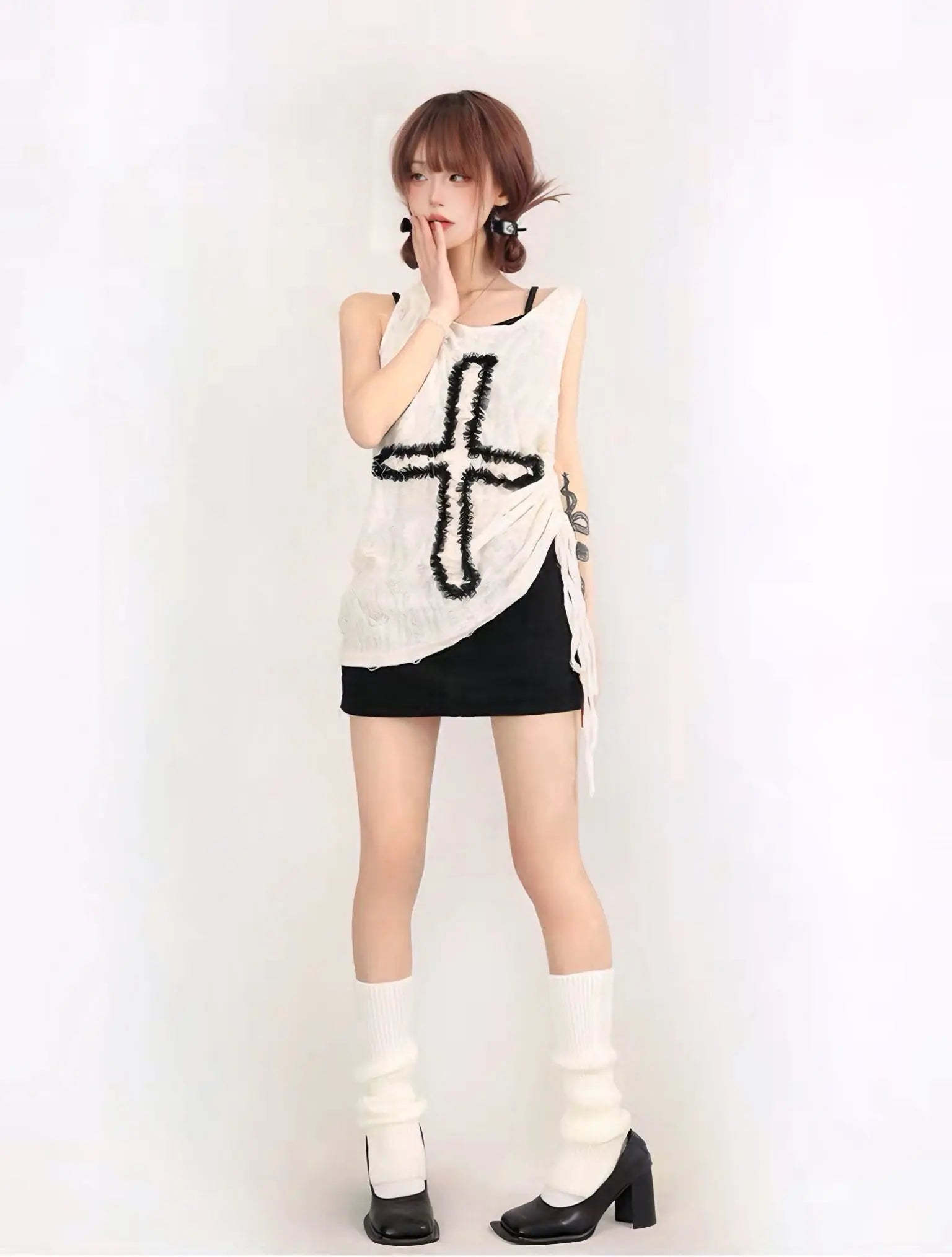 'Cross' Alt Drawstring Cross Tank Top