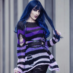 'CrossRoads' Striped Grunge Gradient Sweater