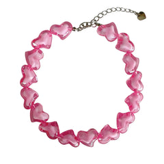 'Cupid' Pastel Colorful Heart Acrylic Choker Necklace