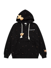 'Cutie Bear' Oversized Stuffed Bear Dot Hoodie Jacket